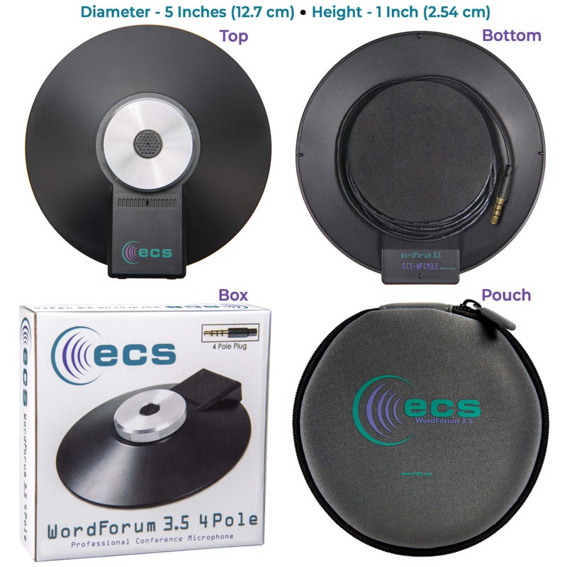 ECS WordForum 3.5mm TRRS 4 Pole & (2) 3.5mm TRS Stereo 360 Conference Mics - Omnidirectional Recording for Meetings - Compatible with iPhone, Android, Surface & More - Image 2